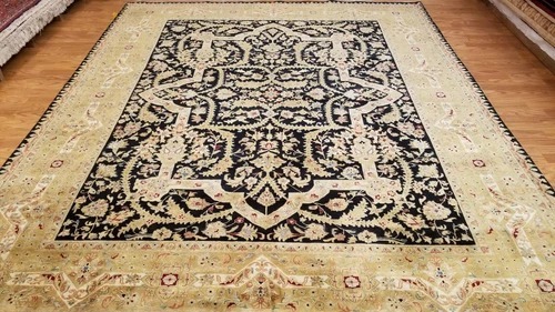 8 x 10 Fine Quality Vegetable Dye Black Hand Knotted Wool Rug 500909 Montaage Inc.