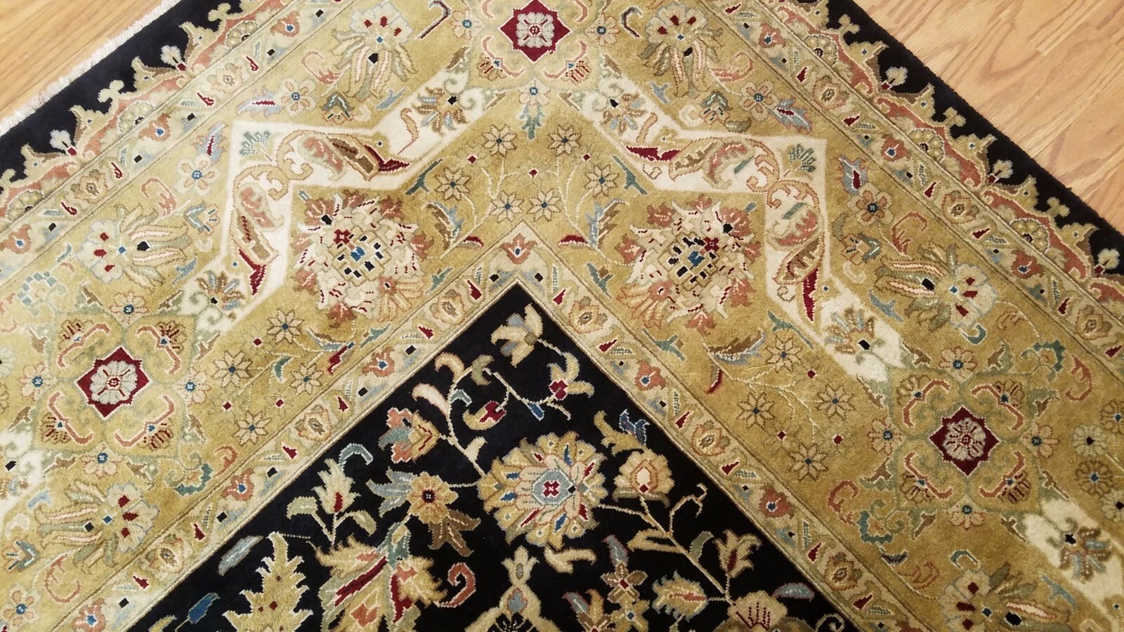 9 x 12 Black Very High Quality Indo Wool Hand-Knotted Oriental Rug