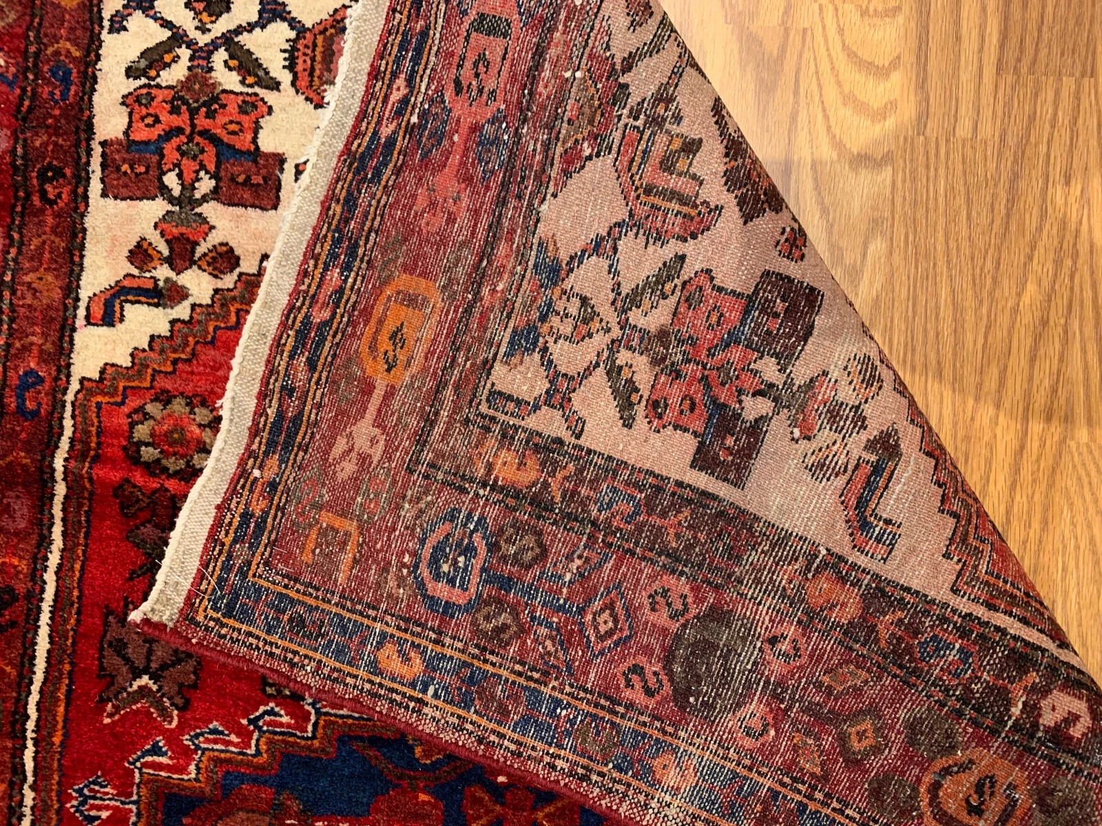 4.4 x 6.8 Vintage Tribal Red 100% Wool Hand Made Rug Vegetable Dye