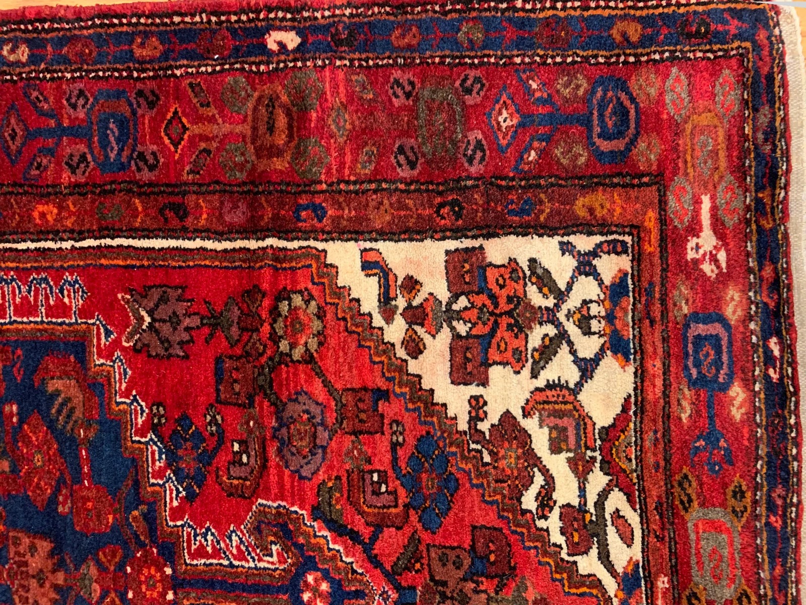 4.4 x 6.8 Vintage Tribal Red 100% Wool Hand Made Rug Vegetable Dye