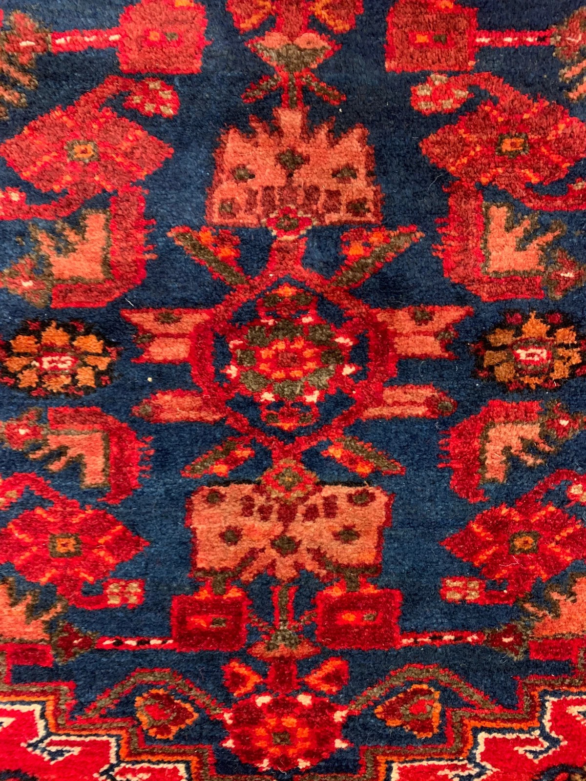 4.4 x 6.8 Vintage Tribal Red 100% Wool Hand Made Rug Vegetable Dye