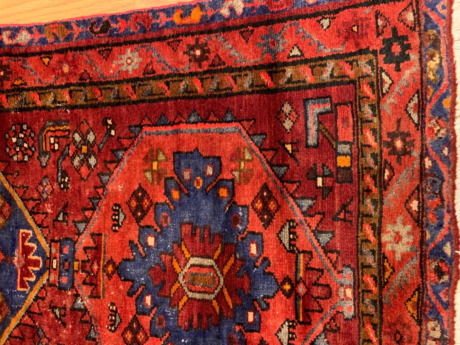 3.2 x 6.5 Vintage Tribal Rust 100% Wool Vegetable Dye Rug