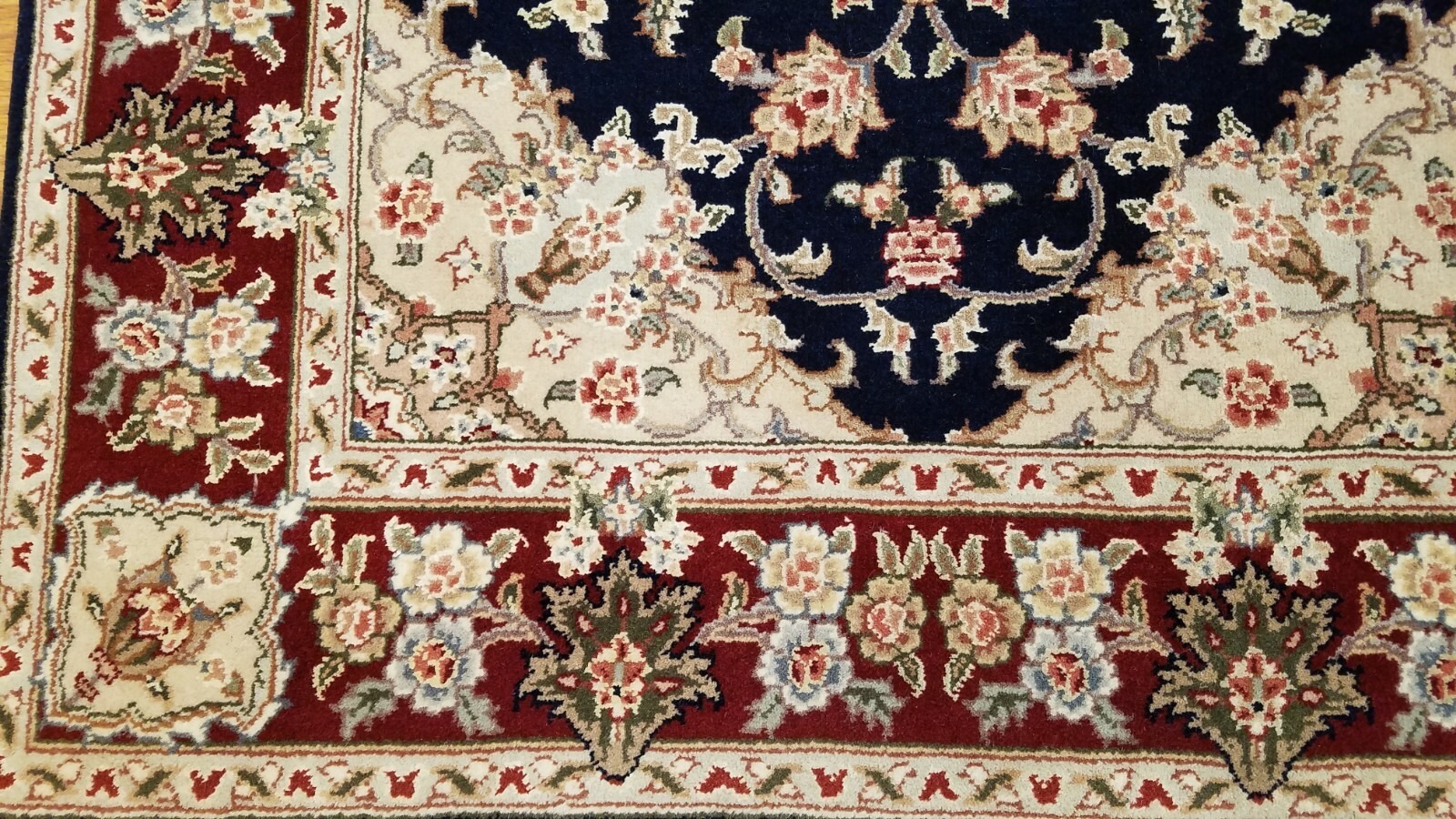3 x 5 Navy & Burgundy Wool & Silk Hand Knotted Area rug