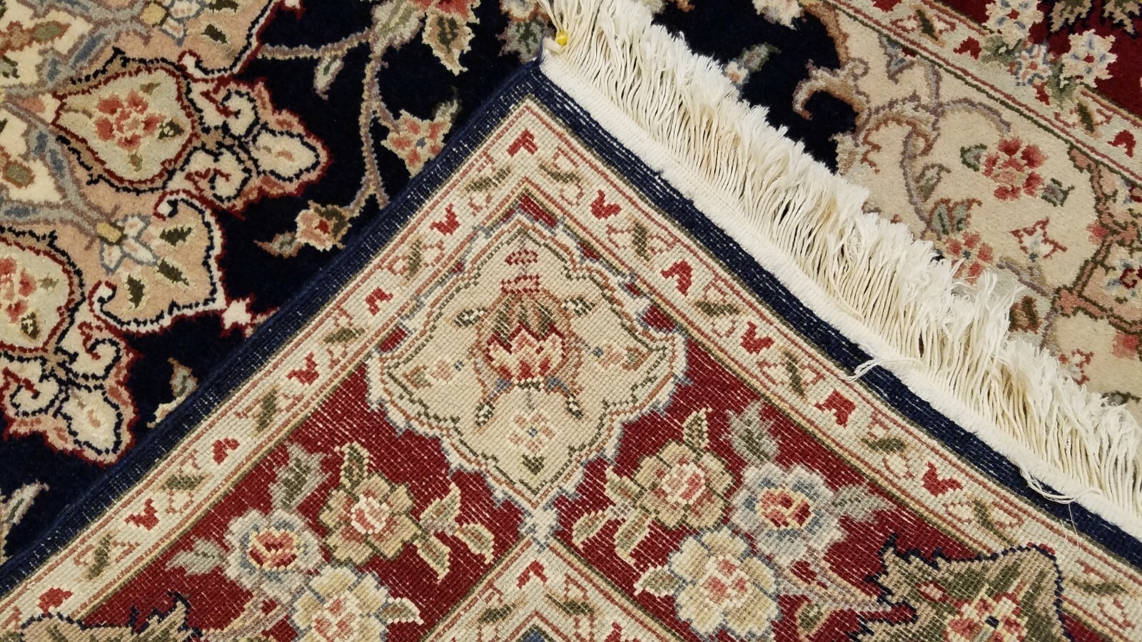3 x 5 Navy & Burgundy Wool & Silk Hand Knotted Area rug