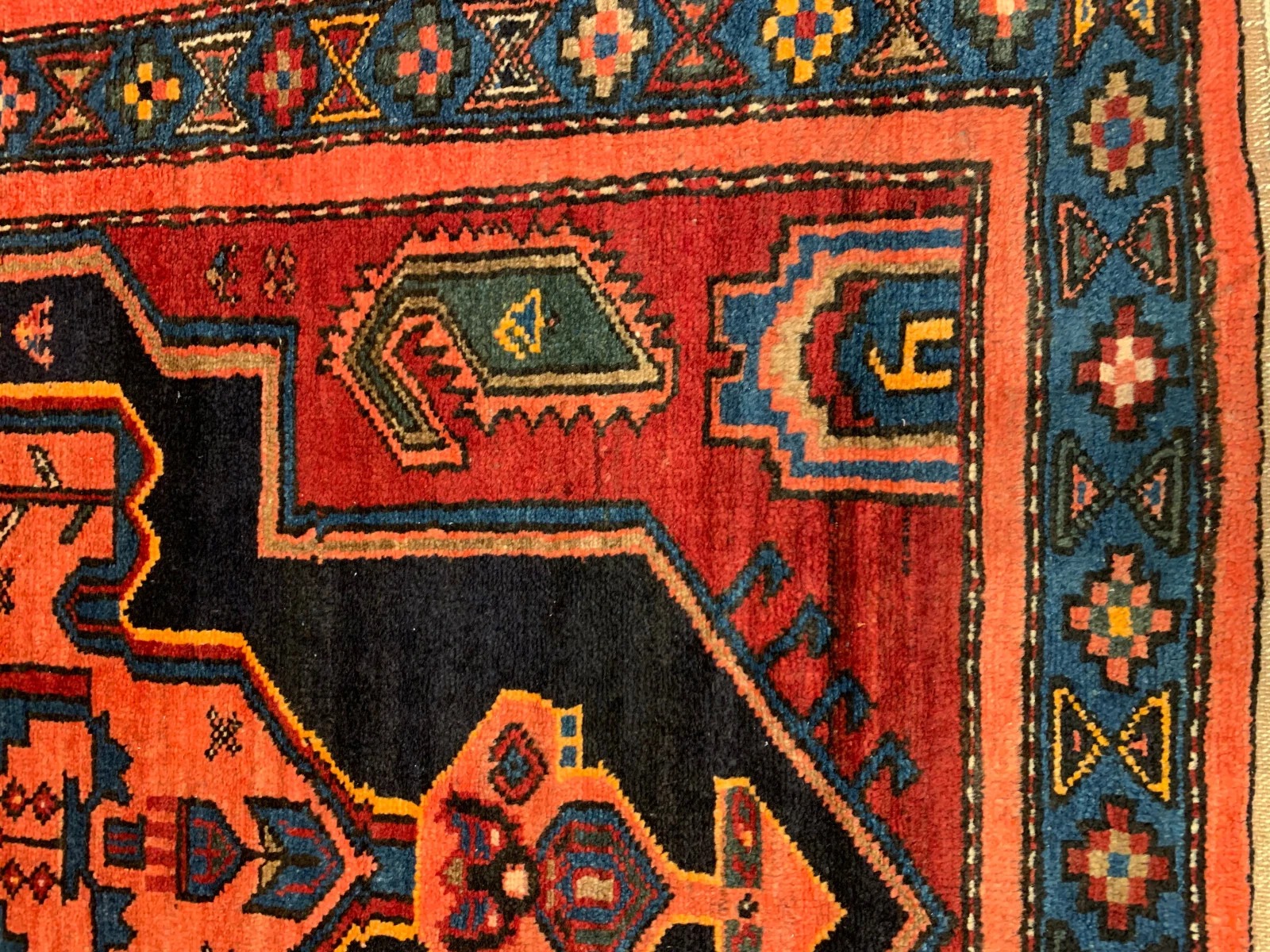 3.5 x 6.8 Vintage Tribal Rust 100% Wool Vegetable Dye Rug