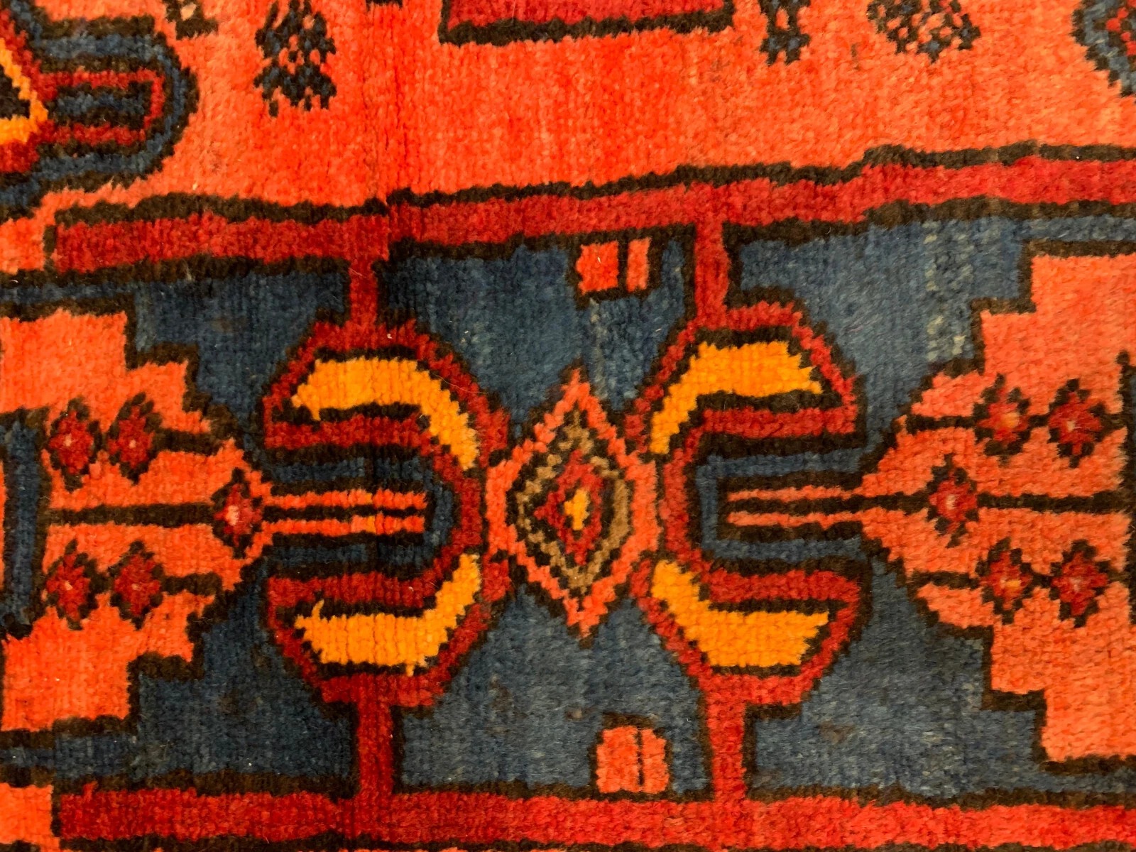 3.5 x 6.8 Vintage Tribal Rust 100% Wool Vegetable Dye Rug