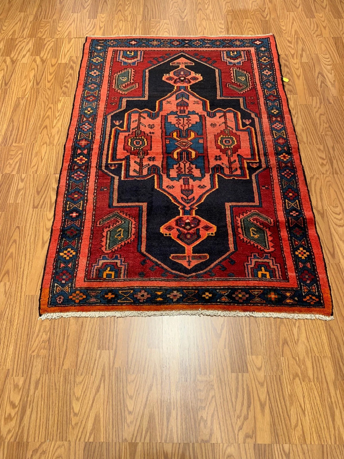 3.5 x 6.8 Vintage Tribal Rust 100% Wool Vegetable Dye Rug 501169 Montaage Inc.