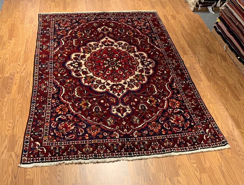 6.9 x 9.8 Vintage Hand Knotted 100% Wool Vegetable Dye Area Rug
