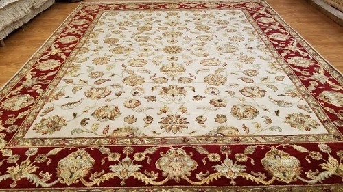 8 x 10 Indo Agra Hand spawned Wool & Silk Hand Knotted Oriental Rug Multicolor