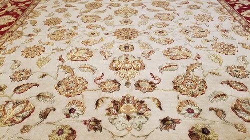 8 x 10 Indo Agra Hand spawned Wool & Silk Hand Knotted Oriental Rug
