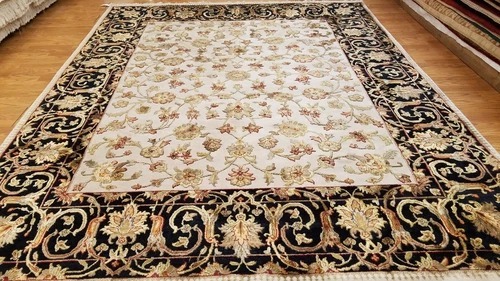 8 x 10 Indo Agra Hand spawned Wool & Silk Hand Knotted Oriental Rug