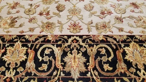 8 x 10 Indo Agra Hand spawned Wool & Silk Hand Knotted Oriental Rug