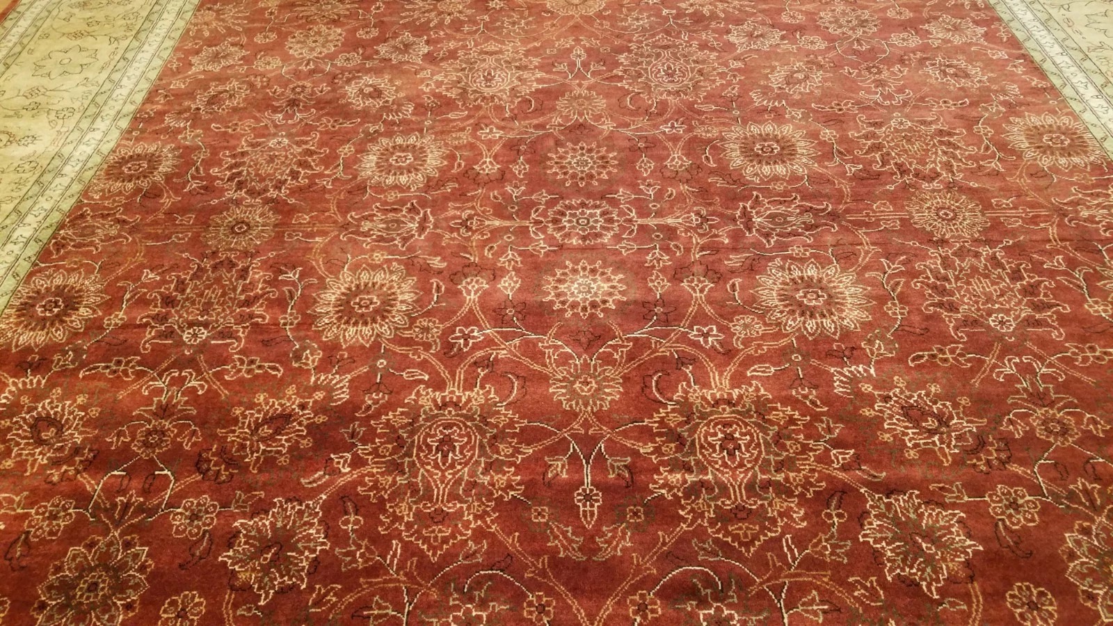 8 x 10 Very Fine All Over Rusty Red Hand Knotted Wool Oriental Rug