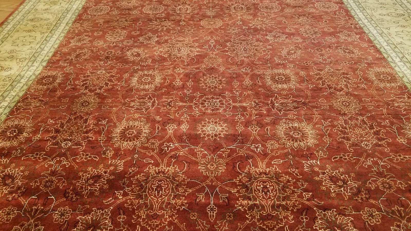 8 x 10 Very Fine All Over Rusty Red Hand Knotted Wool Oriental Rug
