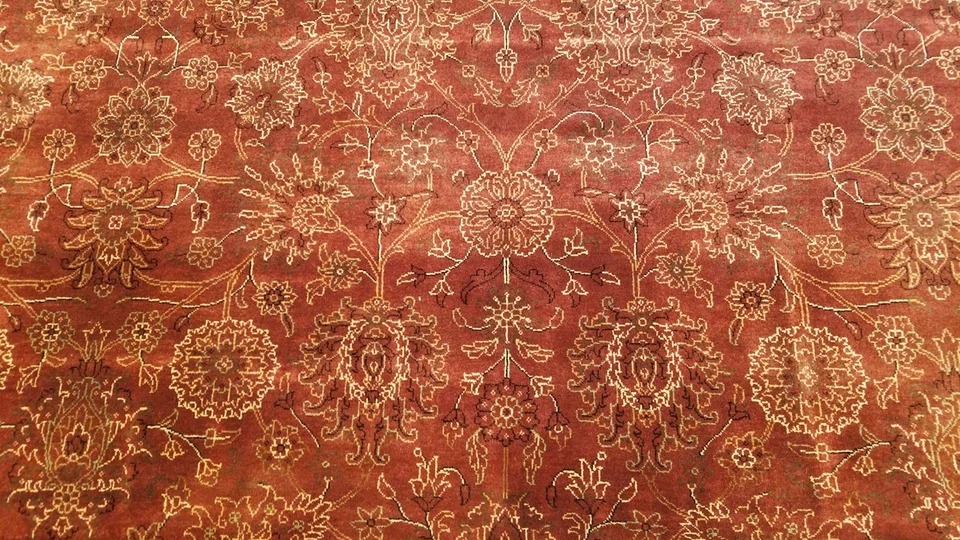 8 x 10 Very Fine All Over Rusty Red Hand Knotted Wool Oriental Rug