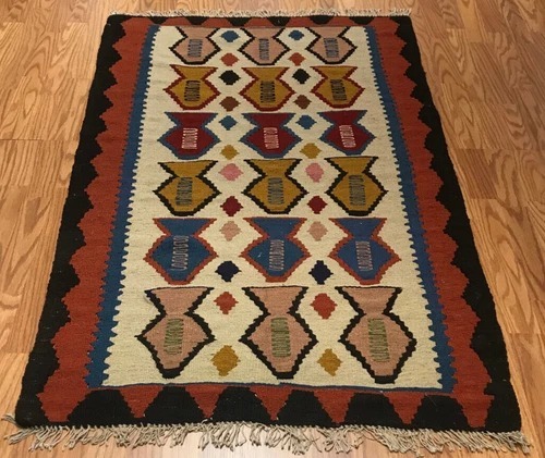 3.3x 4.11 Kilim 100% Wool Hand Knotted Area Rug