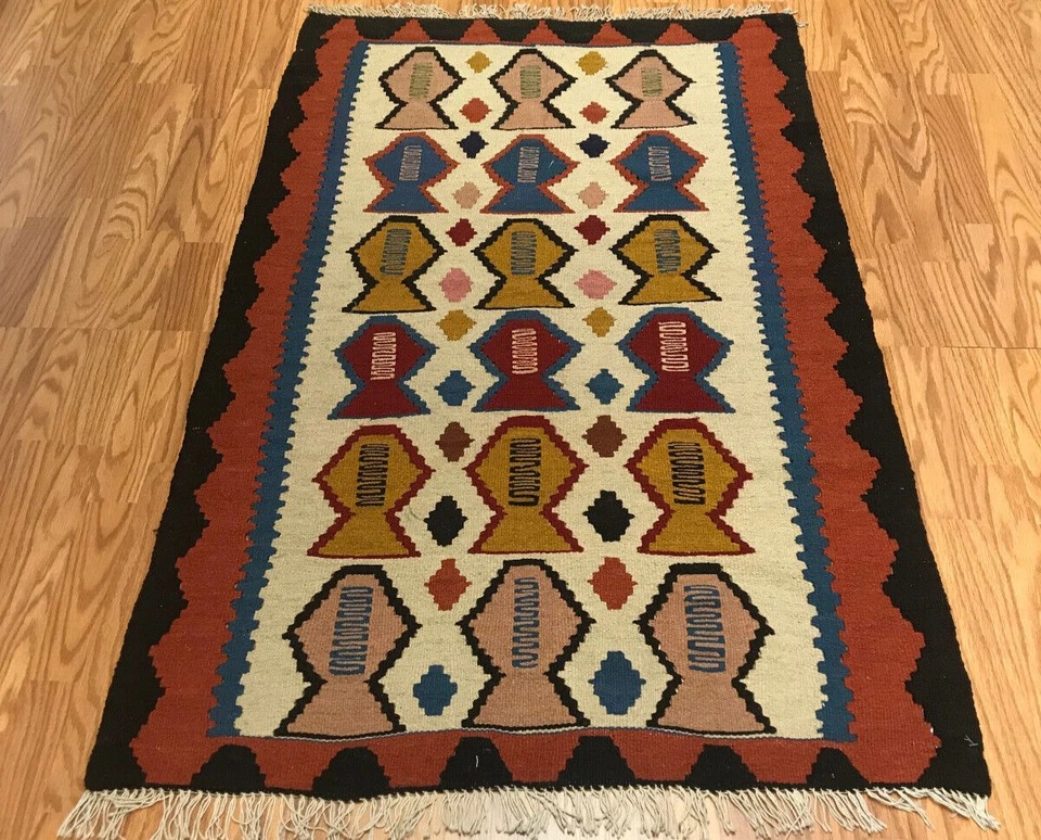 3.3x 4.11 Kilim 100% Wool Hand Knotted Area Rug
