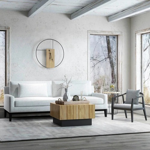 Wood, 3-seater Bolstered Sofa, Tan/black 16724-01 Montaage Inc.