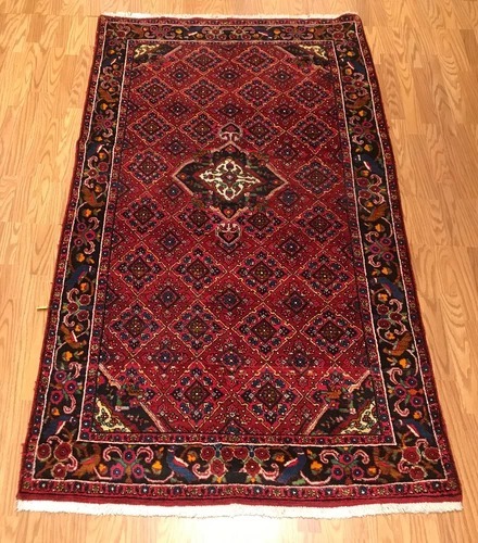 4.3 x 7 Vintage Tribal Floral Red 100% Wool Vegetable Dye