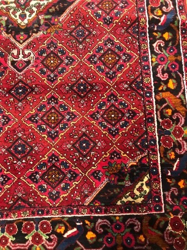 4.3 x 7 Vintage Tribal Floral Red 100% Wool Vegetable Dye