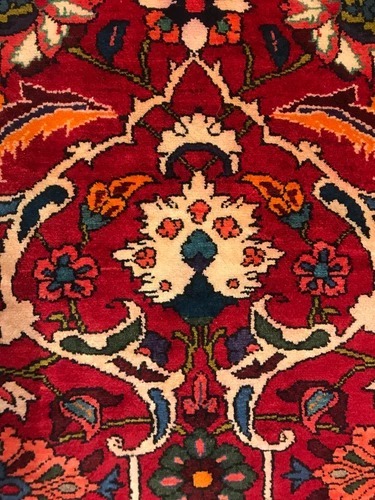 4.7 x 7.1 Vintage Tribal Floral Red 100% Wool Vegetable Dye