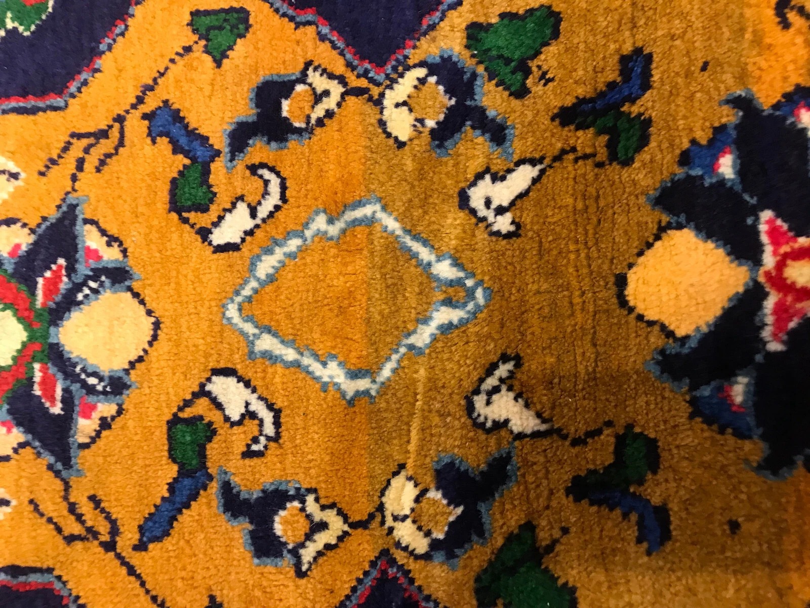 4.4 x 5.11 Vintage Tribal Geometric Navy 100% Wool Vegetable Dye