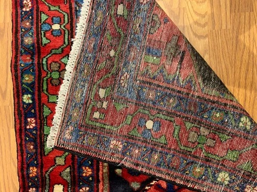 3.6x 6.4 Vintage Tribal Geometric Navy 100% Wool Rug Vegetable Dye Rug