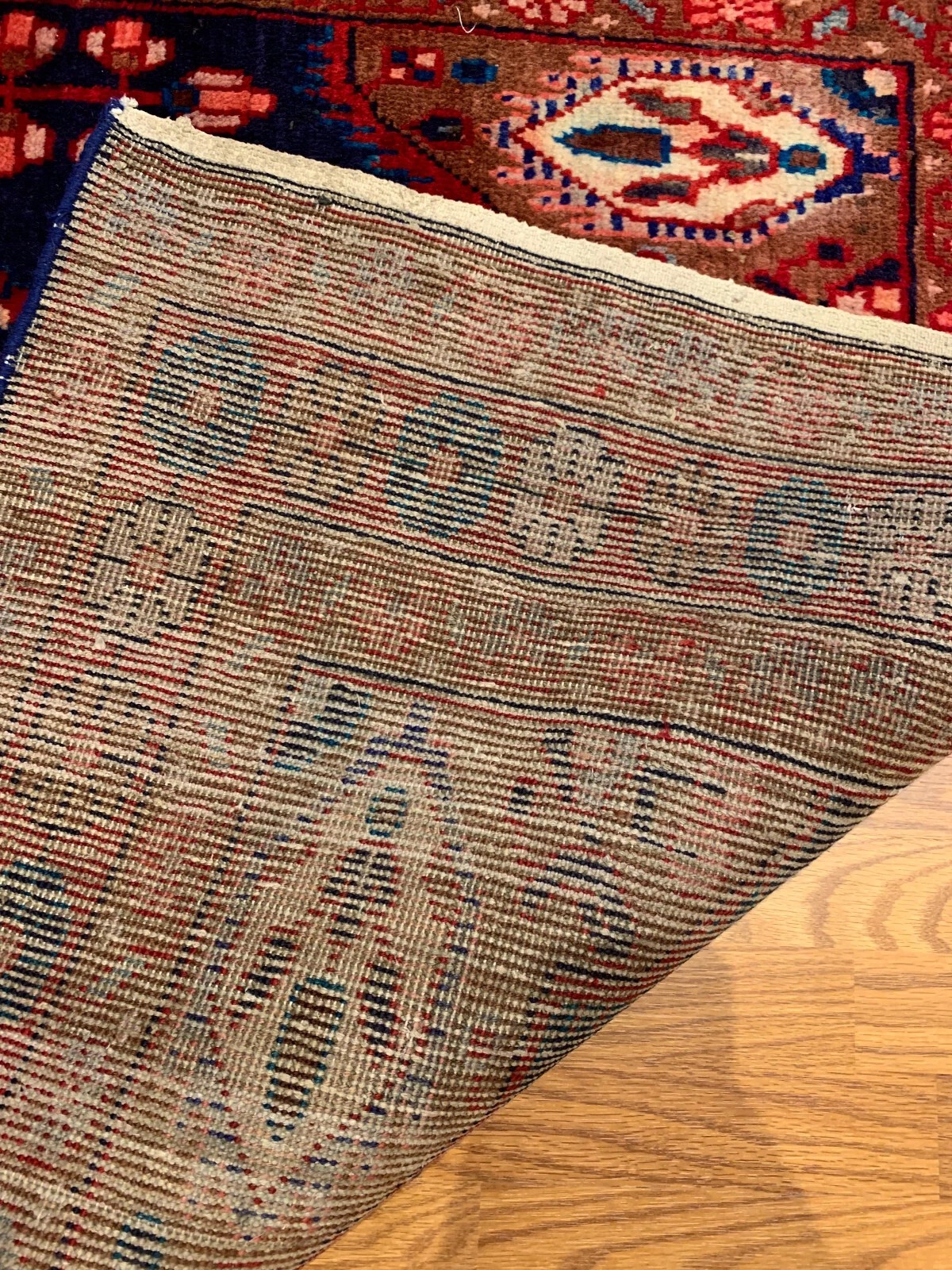 4.2x 6.4 Vintage Tribal Geometric Navy 100% Wool Rug Vegetable Dye Rug