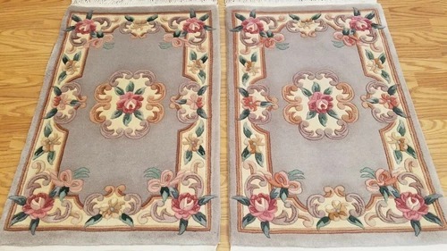 2 x 3 Taupe Hand Woven French Aubusson 90L Wool