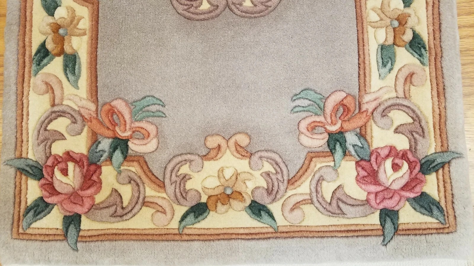 2 x 3 Taupe Hand Woven French Aubusson 90L Wool