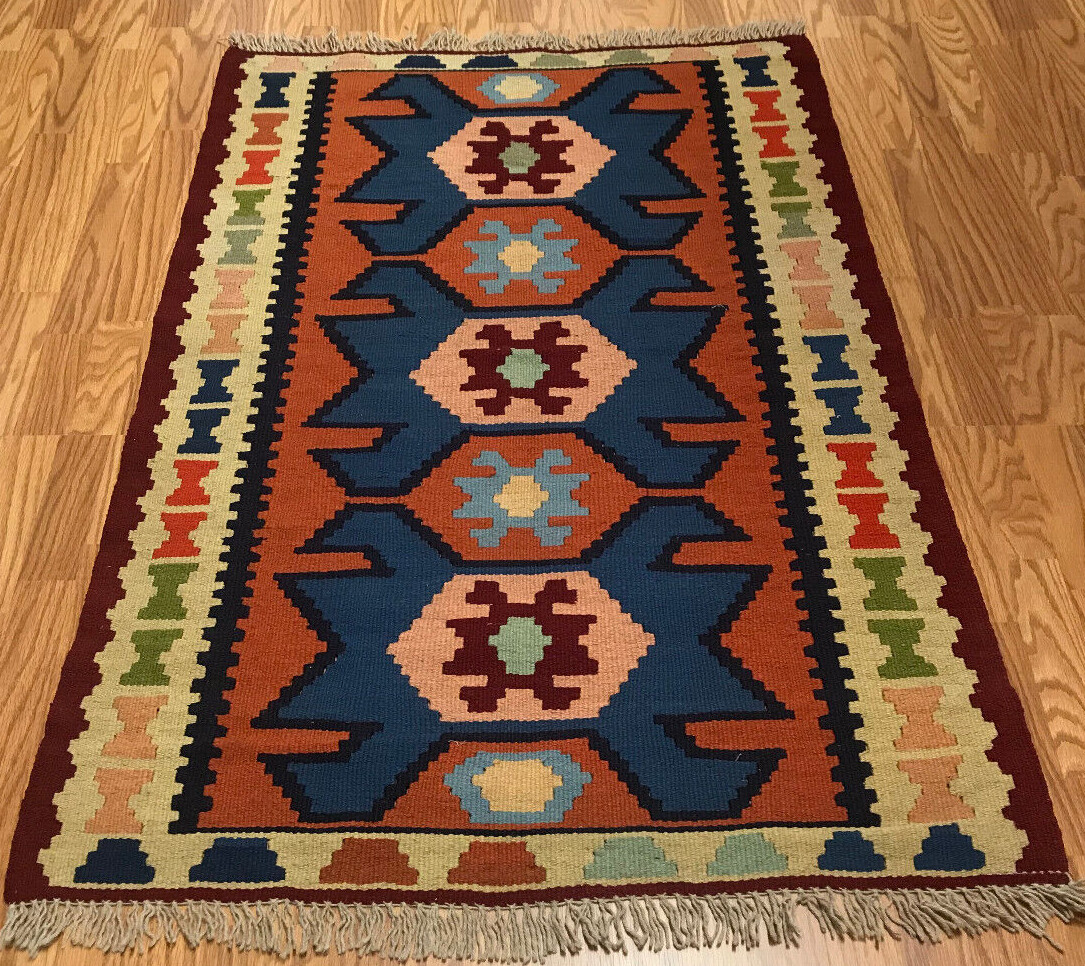 3.3x 5.2 Kilim 100% Wool Hand Knotted Area Rug 98-1083 Montaage Inc.