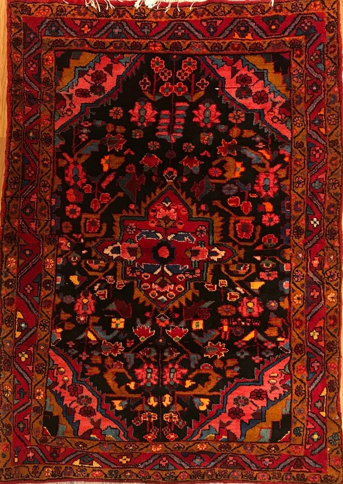 4.10 x 6.11 Vintage Tribal 100% Wool Hand Knotted Vegetable Dye Area Rug