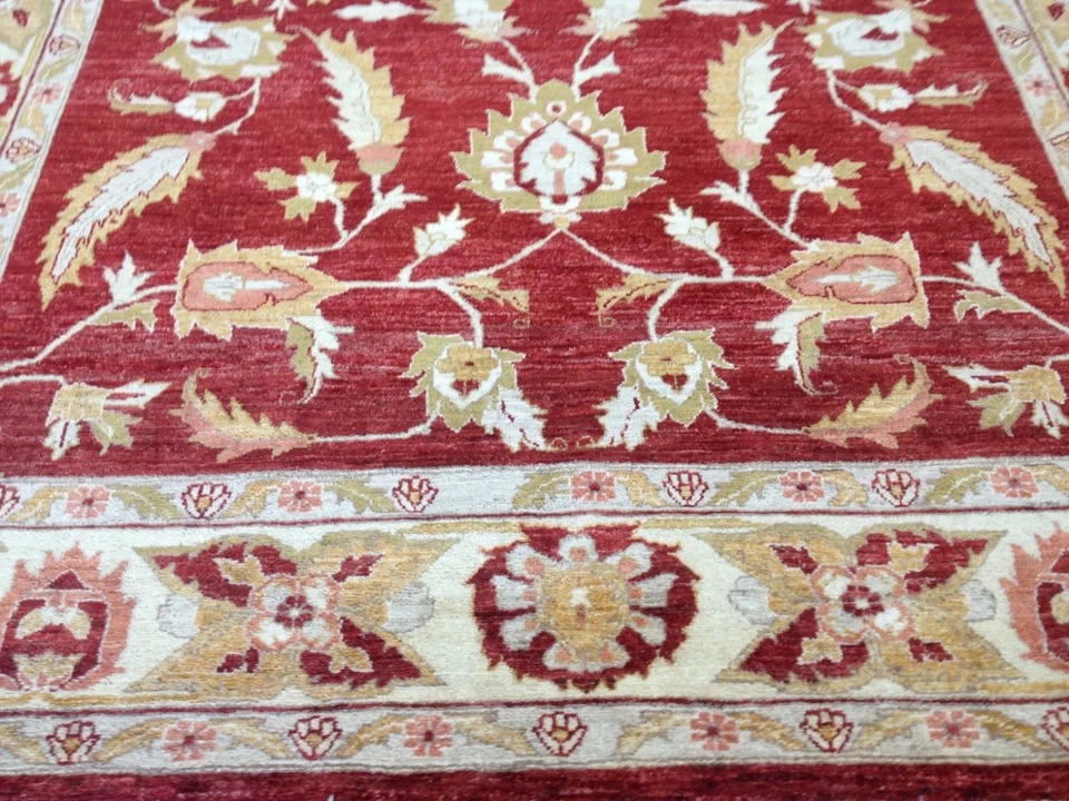 8 x 10 Pakistan Peshavar Veg Dye Hand Knotted Oriental Rug