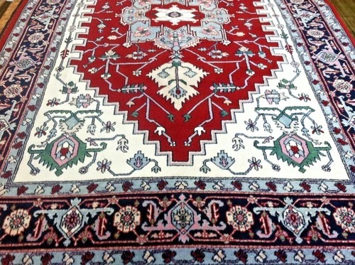 6 x 9 Indo Heriz Hand Knotted Oriental Rug Wool