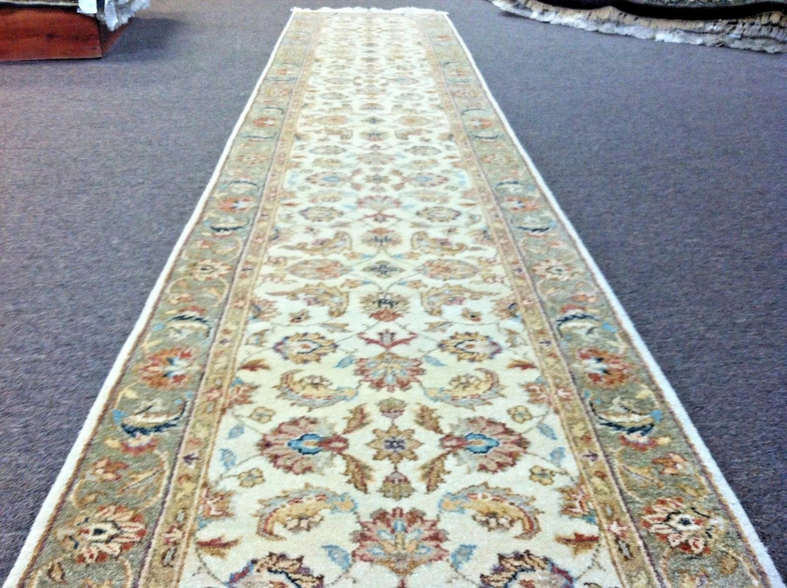 2.6 x 18 Pak Peshavar Runner Vegetable dye Wool Hand Knotted Rug