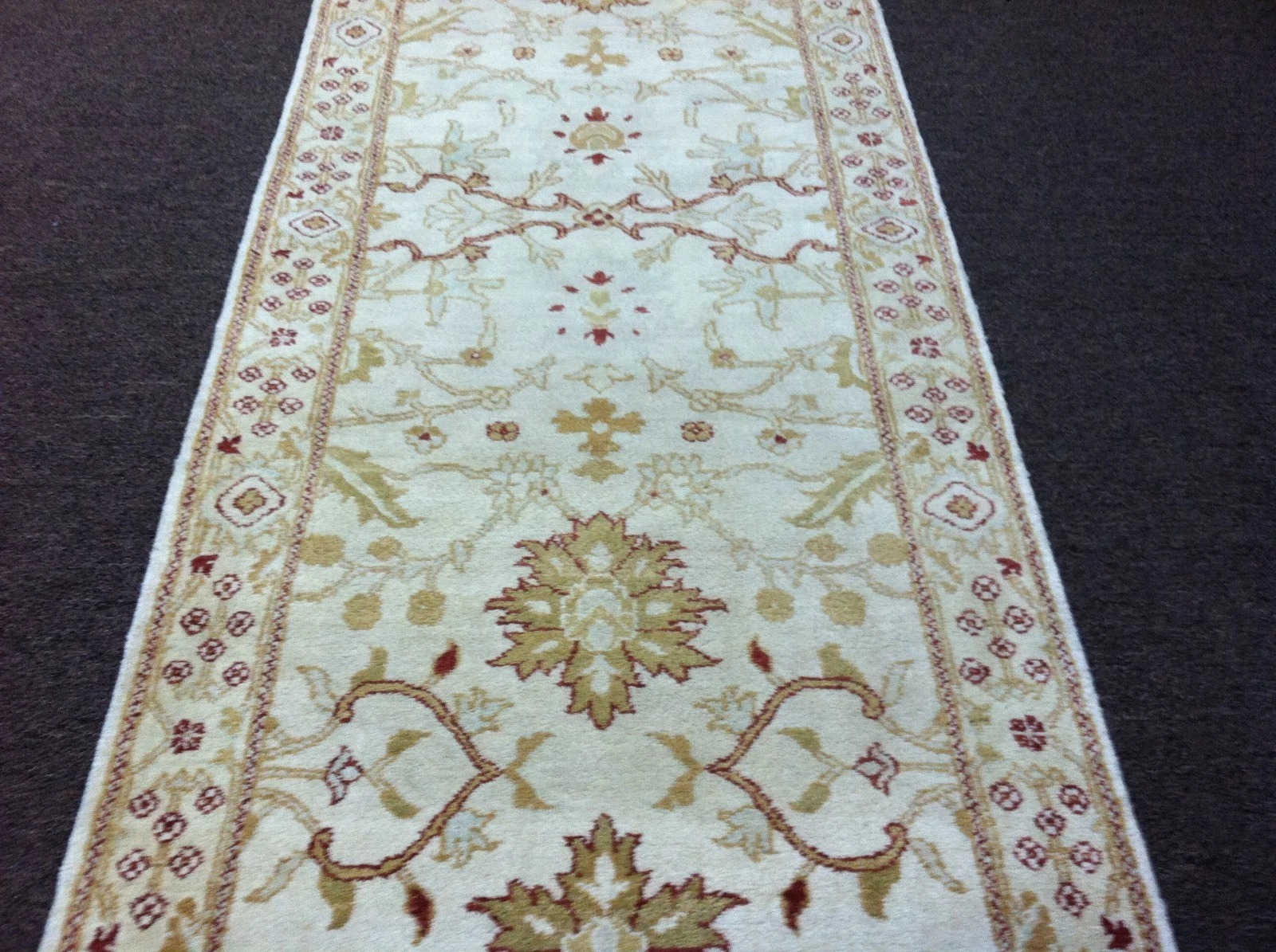 2.7 x 13 Indo Oushak Runner Vegetable dye Wool Hand Knotted Rug