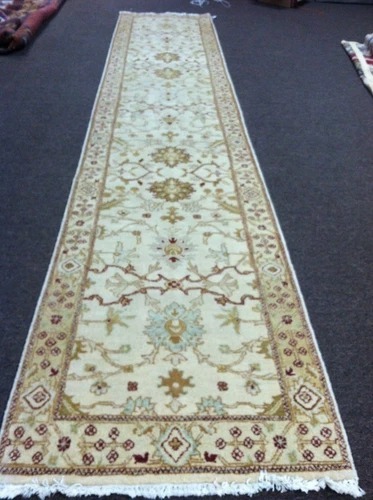 2.7 x 13 Indo Oushak Runner Vegetable dye Wool Hand Knotted Rug