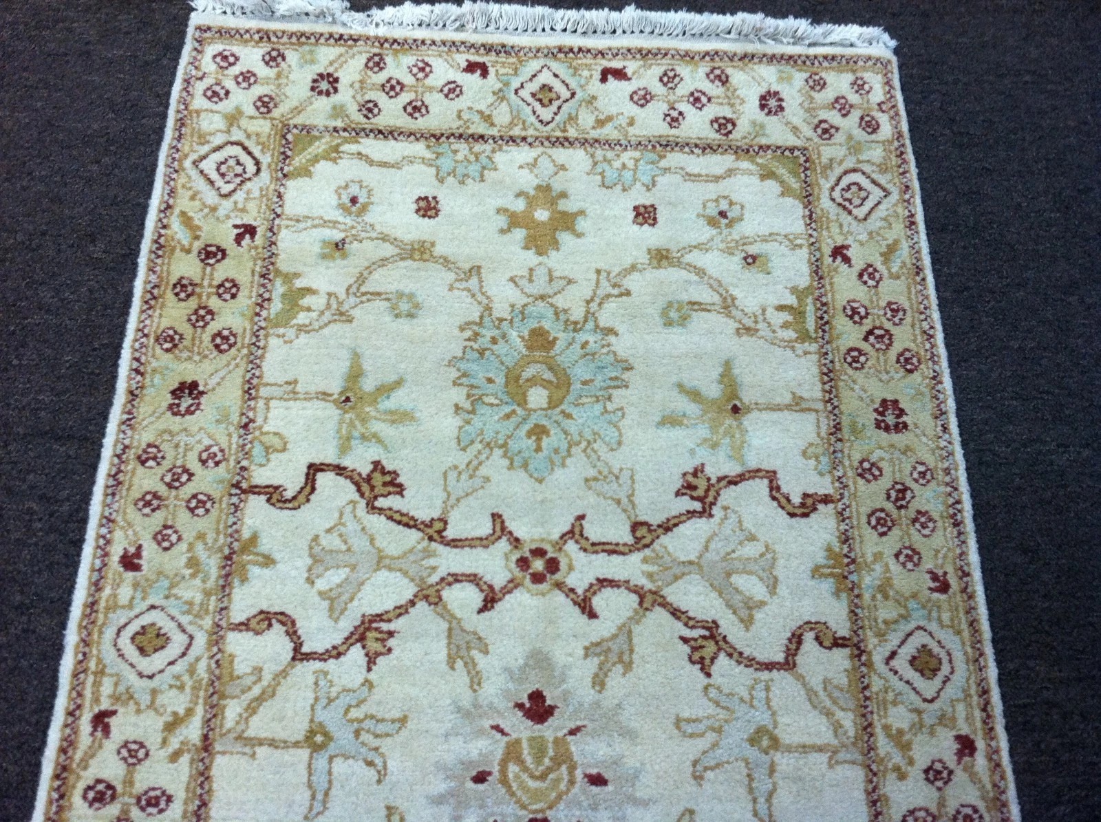 2.7 x 13 Indo Oushak Runner Vegetable dye Wool Hand Knotted Rug