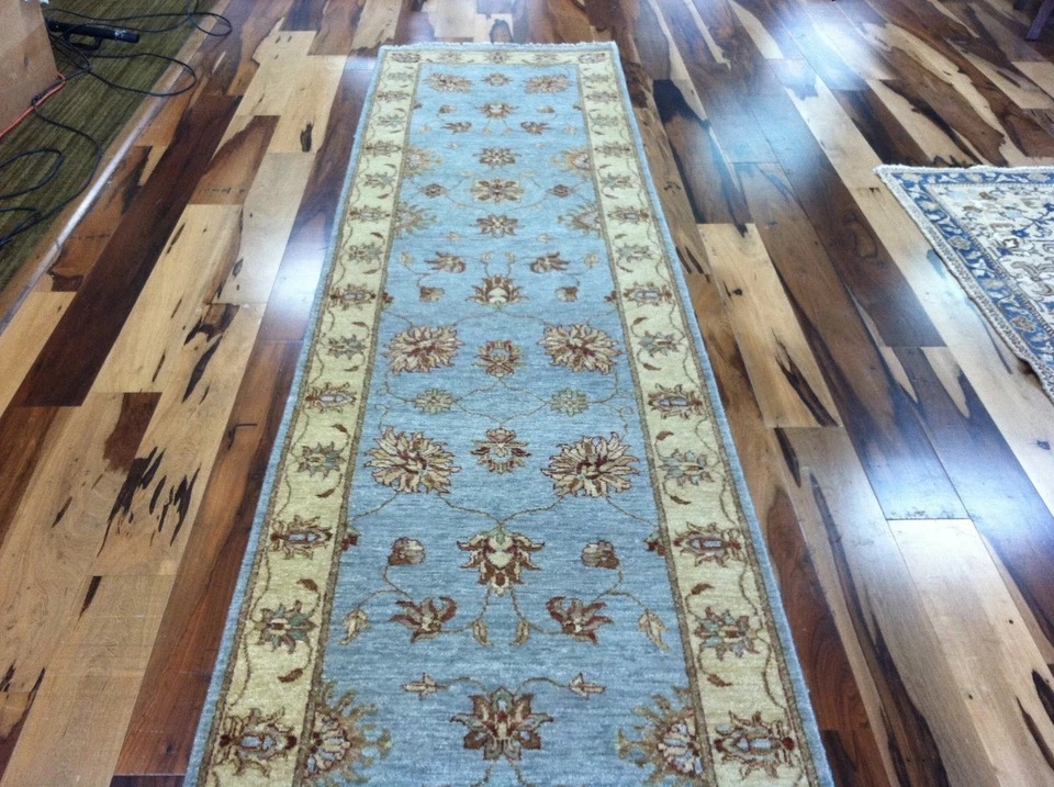 2.6 x 12 Pak Peshavar Vegetable Dye Hand Knotted Oriental Rug Wool