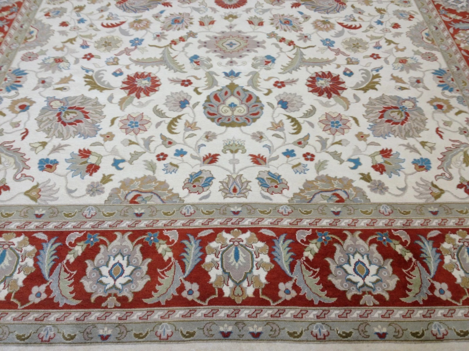 8 x 10 Fine Beautiful Ivory Rust Hand Knotted Oriental Rug Wool
