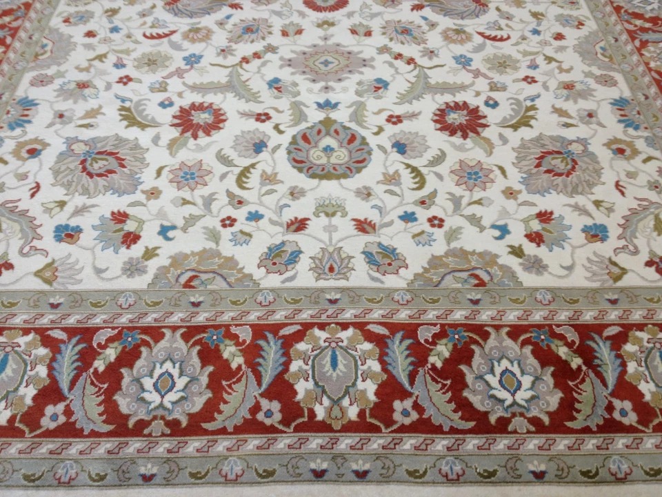 8 x 10 Fine Beautiful Ivory Rust Hand Knotted Oriental Rug Wool