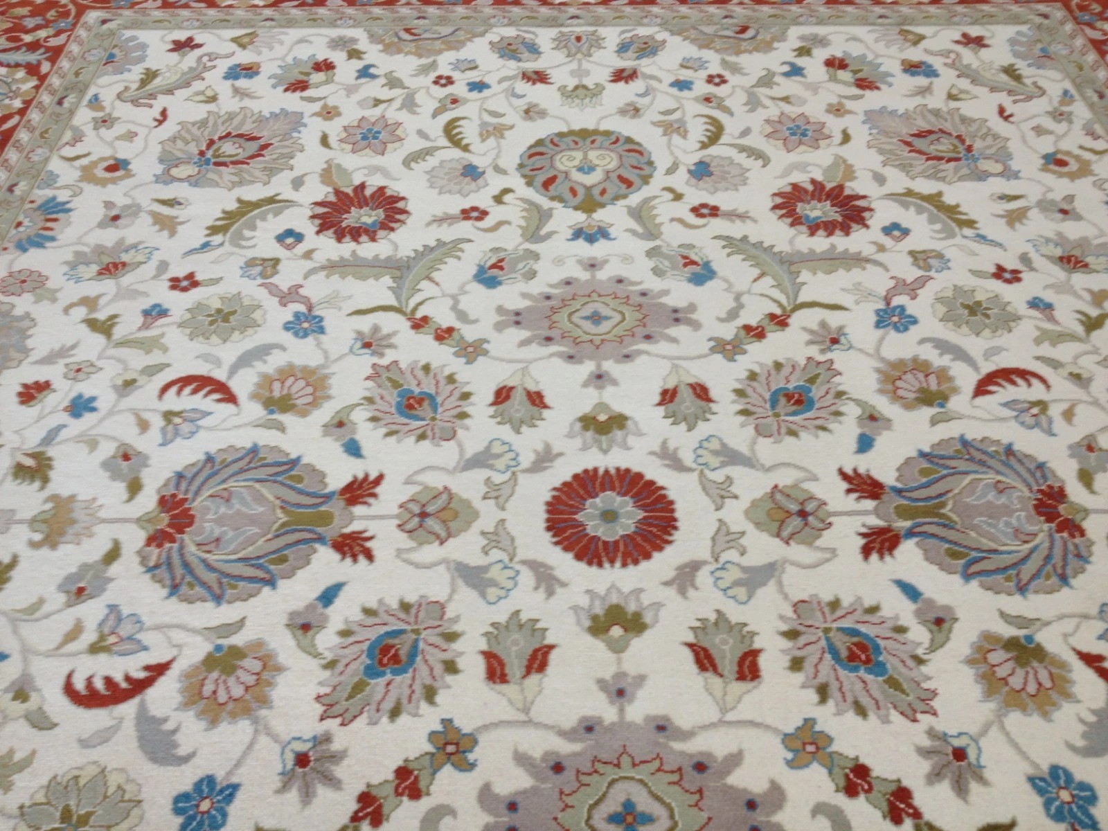 8 x 10 Fine Beautiful Ivory Rust Hand Knotted Oriental Rug Wool