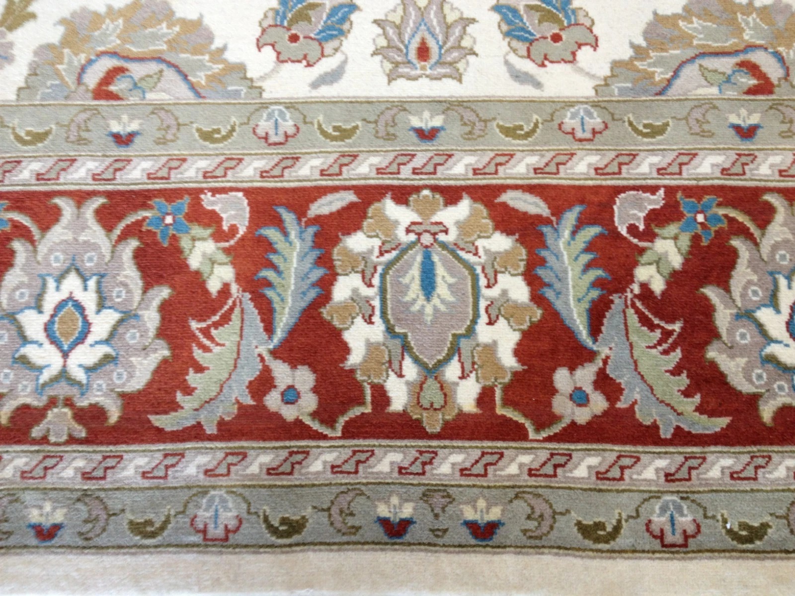 8 x 10 Fine Beautiful Ivory Rust Hand Knotted Oriental Rug Wool