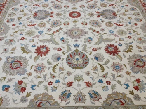 8 x 10 Fine Beautiful Ivory Rust Hand Knotted Oriental Rug Wool