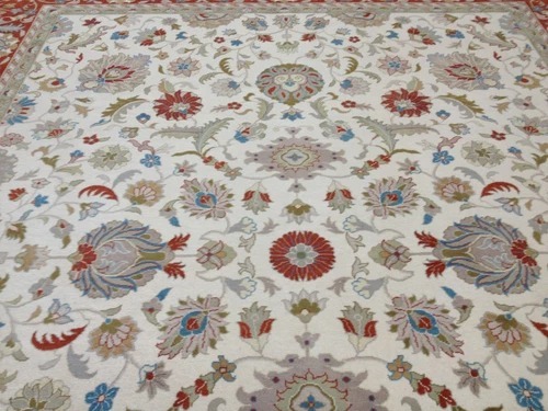 8 x 10 Fine Beautiful Ivory Rust Hand Knotted Oriental Rug Wool