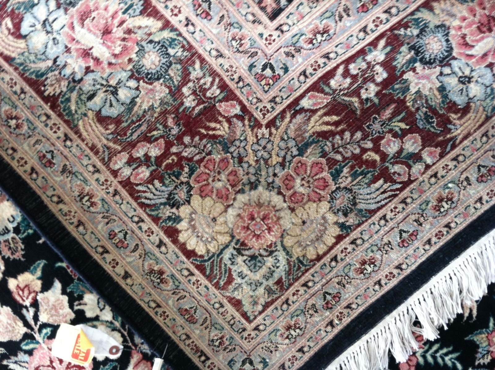 8 x 10 Very Fine Quality Hand Knotted Black & Red Pakistan Wool Rug