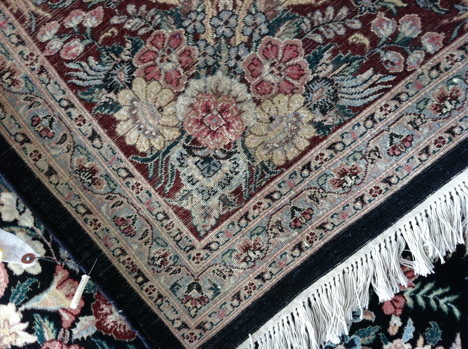 8 x 10 Very Fine Quality Hand Knotted Black & Red Pakistan Wool Rug