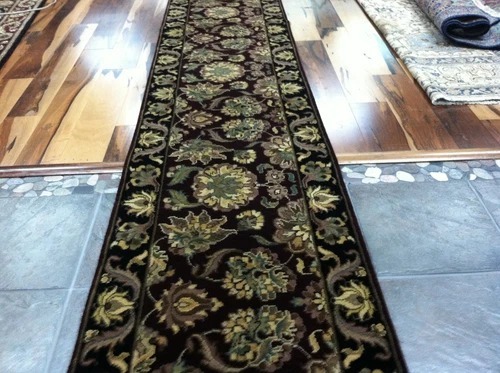 2 x 20 Runner Indo Agra Hand Knotted Wine & Black Wool Rug