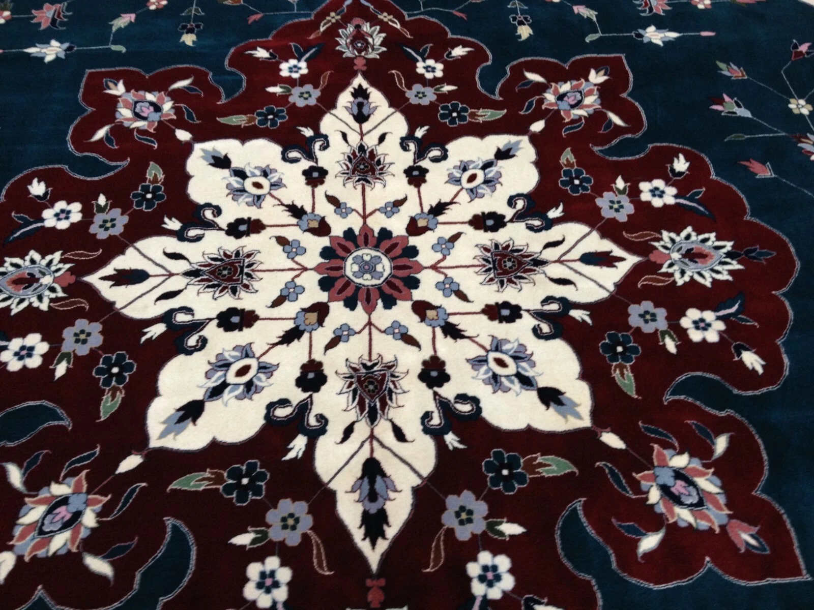 12 x 15 Green Very Fine Sino Hand Knotted Wool Oriental Rug