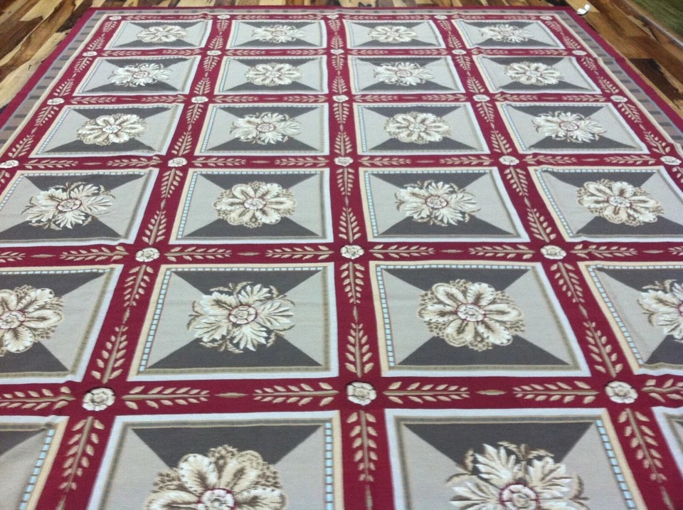 9' X 12' Hand Made English Aubusson Savonnerie Design Needle point wool Area rug